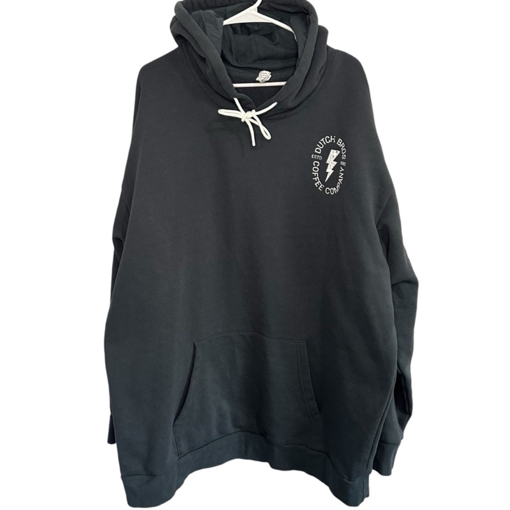 Dutch Bros MEDIUM Charcoal Gray Black Oversized Hoodie “Speed Quality..”